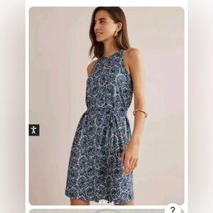 NWT Boden swing jersey dress in blue wave botanic vine